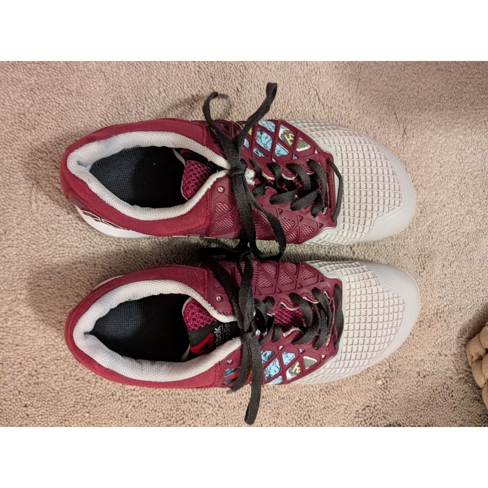 Reebok CrossFit Nano 4.0 Burgundy Grey Graphic Training Shoes M47338 Womens 7.5